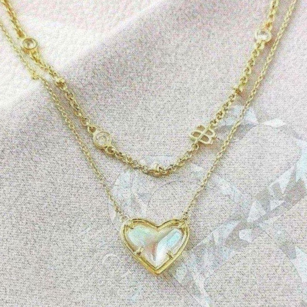 Alicia Bonnie Gold In Love Necklace Dichroic Glass Nwt 25$
